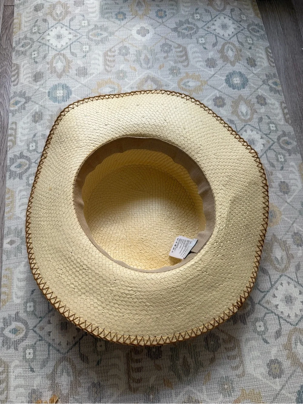 8 by YOOX Italian Paper Straw Boater Hat Ethnic Band Size M